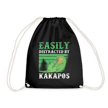 Kakapo distracted by flightless kakapo - Drawstring Bag - black - Front