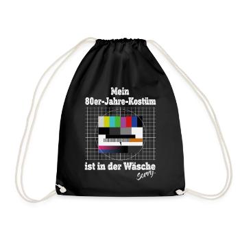 Testbild 80er Jahre Kostüm Ist In Der Wäsche Retro - Turnbeutel - Schwarz - Vorne
