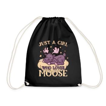 Just Girl Who Loves Elch Funny Elch - Turnbeutel - Schwarz - Vorne