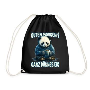 Ganz Dünnes Eis Morgenmuffel Panda Bär Kaffee - Turnbeutel - Schwarz - Vorne