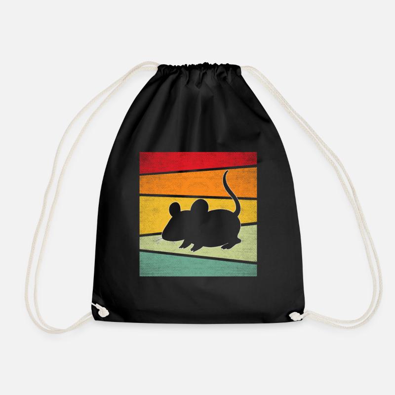 Maus Retro - Turnbeutel - Schwarz