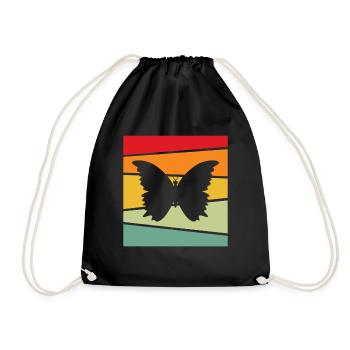 Schmetterling Retro - Turnbeutel - Schwarz - Vorne