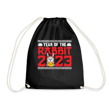 Year of the Rabbit 2023 - Drawstring Bag - black - Front