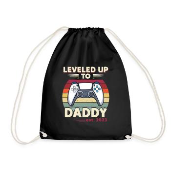 Leveled Up To Daddy Est. 2023 Controller - Drawstring Bag - black - Front