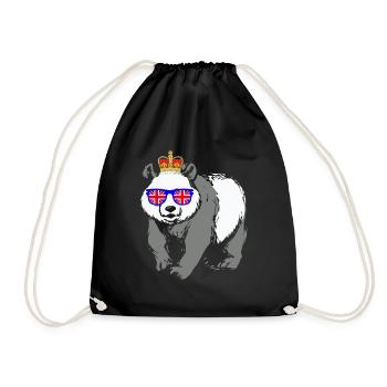 Panda portant la couronne de la reine d’Angleterre - Sac de sport léger - noir - Devant