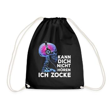 Kann Dich Nicht Hören Ich Zocke Gamer Skelett - Turnbeutel - Schwarz - Vorne