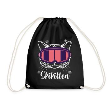 Après Ski Skifahren Skiurlaub Skikitten Geschenk - Turnbeutel - Schwarz - Vorne