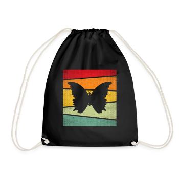 Schmetterling Retro - Turnbeutel - Schwarz - Vorne