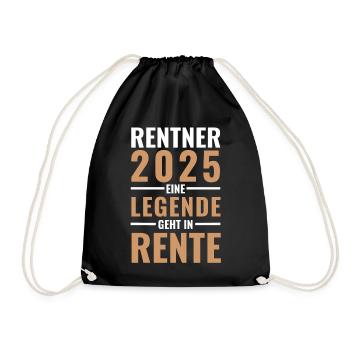 Rentner 2025 - Eine Legende geht in Rente - - Turnbeutel - Schwarz - Vorne