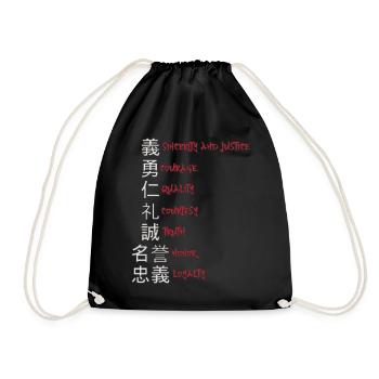 Japan - 7 virtues of samurai Japanese streetwear - Drawstring Bag - black - Front