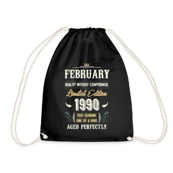 Februar 1990 Vintage Geburtstag Geschenk - Turnbeutel - Schwarz - Vorne