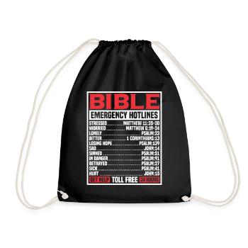 Bible Verse Emergency Numbers Christian Hotline Ps - Drawstring Bag - black - Front