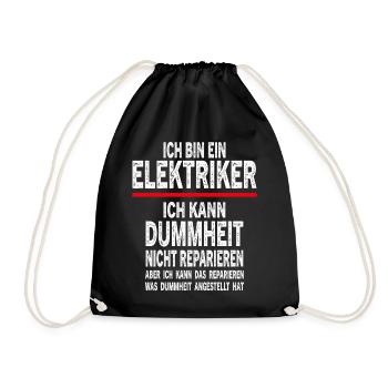 Elektriker Fun Lustiger Spruch Humor Geschenkidee - Turnbeutel - Schwarz - Vorne