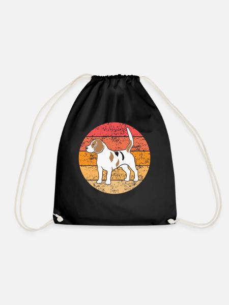 Beagle Hund Hundeliebhaber Retro Vintage Geschenk - Turnbeutel - Schwarz
