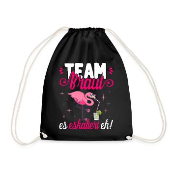 Team Braut JGA Frauen T-Shirt Polterabend Poltern - Turnbeutel - Schwarz - Vorne