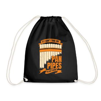 Funny Pane Pipes Flute Player Gift - Drawstring Bag - black - Front