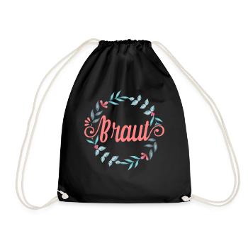 JGA T-Shirt Braut Outfit Junggesellinnenabschied - Turnbeutel - Schwarz - Vorne