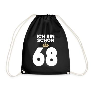 68. Geburtstag Geschenk - 68 Jahre mit Krone - Turnbeutel - Schwarz - Vorne