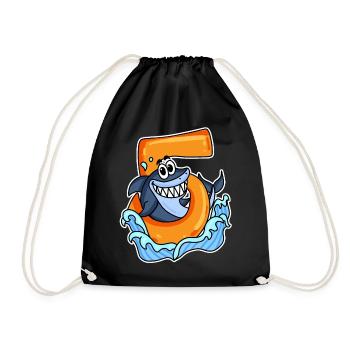 5 ans - 5ème anniversaire avec motif animal - Sac de sport léger - noir - Devant