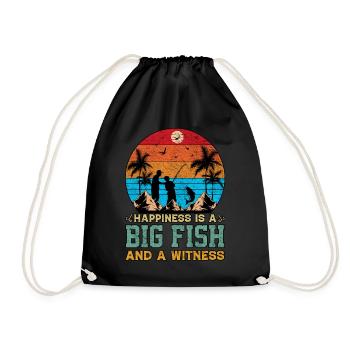 Happiness Is A Big Fish And A Witness Fishing - Drawstring Bag - black - Front