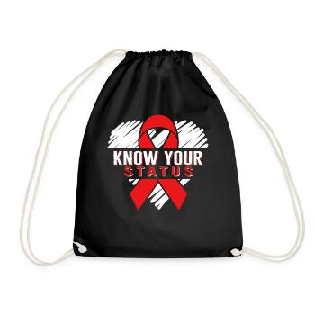 Chemise des Journées du sida des mots, Connaissez votre statut Ruban rouge - Sac de sport léger - noir - Devant