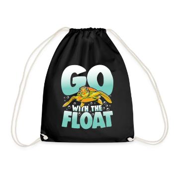 Go With The Float für Schildkrötenliebhaber - Turnbeutel - Schwarz - Vorne