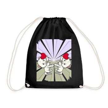 Heart Cats Congratulations Birthday - Drawstring Bag - black - Front