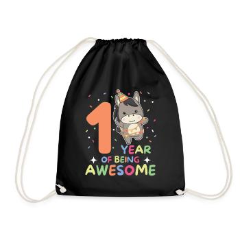 Donkey for 1st birthday for children one year old - Drawstring Bag - black - Front