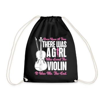 Violin Violinist Girl Once Upon A - Drawstring Bag - black - Front