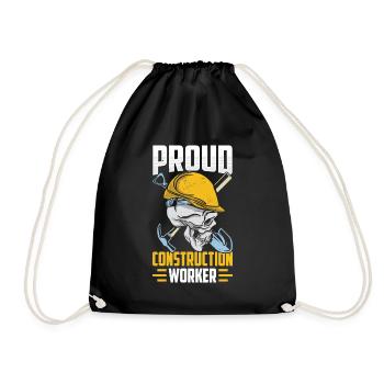 Proud Construction Worker Construction Site Teamwork Team Construction - Drawstring Bag - black - Front