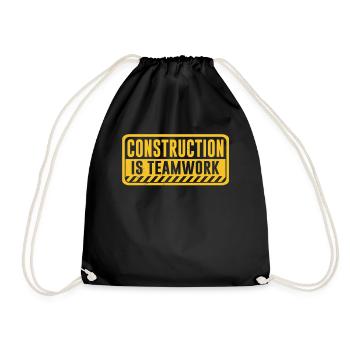 Construction work is teamwork Teamwork Construction site - Drawstring Bag - black - Front