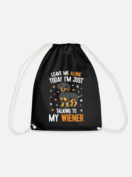 Cute Dachshund Mom - Drawstring Bag - black