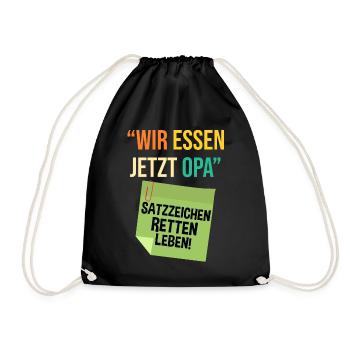 Wir essen jetzt Opa - Turnbeutel - Schwarz - Vorne