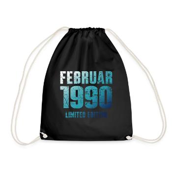 Februar 1990 Limited Edition Geburtstag Geschenk - Turnbeutel - Schwarz - Vorne