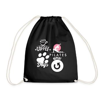 Coffee Pilates Dogs Repeat Funny Pilates - Drawstring Bag - black - Front