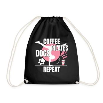 Coffee Pilates Dogs Repeat Funny Pilates - Drawstring Bag - black - Front