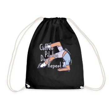 Coffee Pilates Dogs Repeat Funny Pilates - Drawstring Bag - black - Front