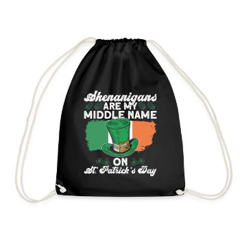 Ireland Irish Leprechaun St Patrick's Day Funny - Drawstring Bag - black - Front