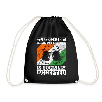 Irland Irisch Lustig Spruch St Patricks Day - Turnbeutel - Schwarz - Vorne