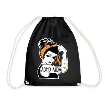 ADHD Mom For ADHD Awareness Month - Drawstring Bag - black - Front