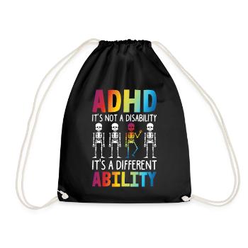 ADHD It's Not A Disability It's DIfferent Ability - Drawstring Bag - black - Front