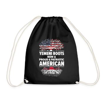 Born Yemeni Yemen American USA Citizenship - Drawstring Bag - black - Front