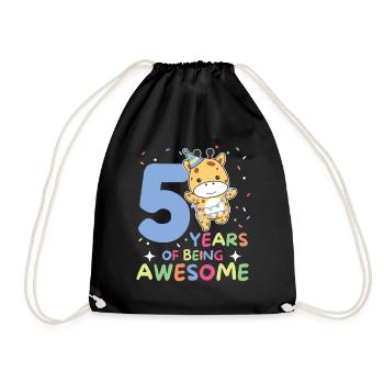 Giraffe for 5th birthday children five years old - Drawstring Bag - black - Front