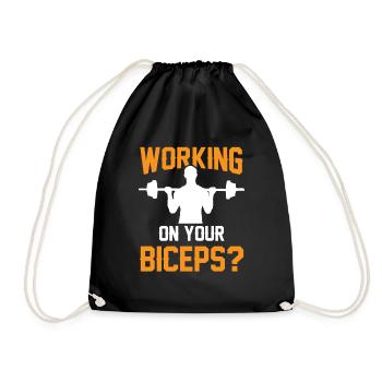 Arbeiten Sie An Ihrem Bizeps Workout Curls Muskeln - Turnbeutel - Schwarz - Vorne