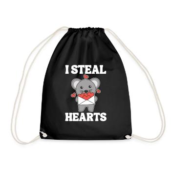 Maus zum Valentinstag ich stehle Herzen - Turnbeutel - Schwarz - Vorne