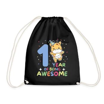 Giraffe for 1st birthday for children one year old - Drawstring Bag - black - Front