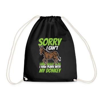 Can't I have plans with my donkey cute animal - Drawstring Bag - black - Front