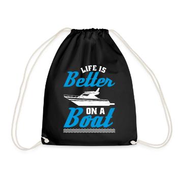 Life is better on a boat - Drawstring Bag - black - Front