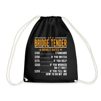 Bridge tender hourly wage - Drawstring Bag - black - Front