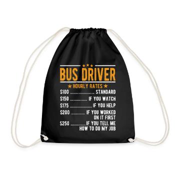 Busfahrer Stundenlohn - Turnbeutel - Schwarz - Vorne